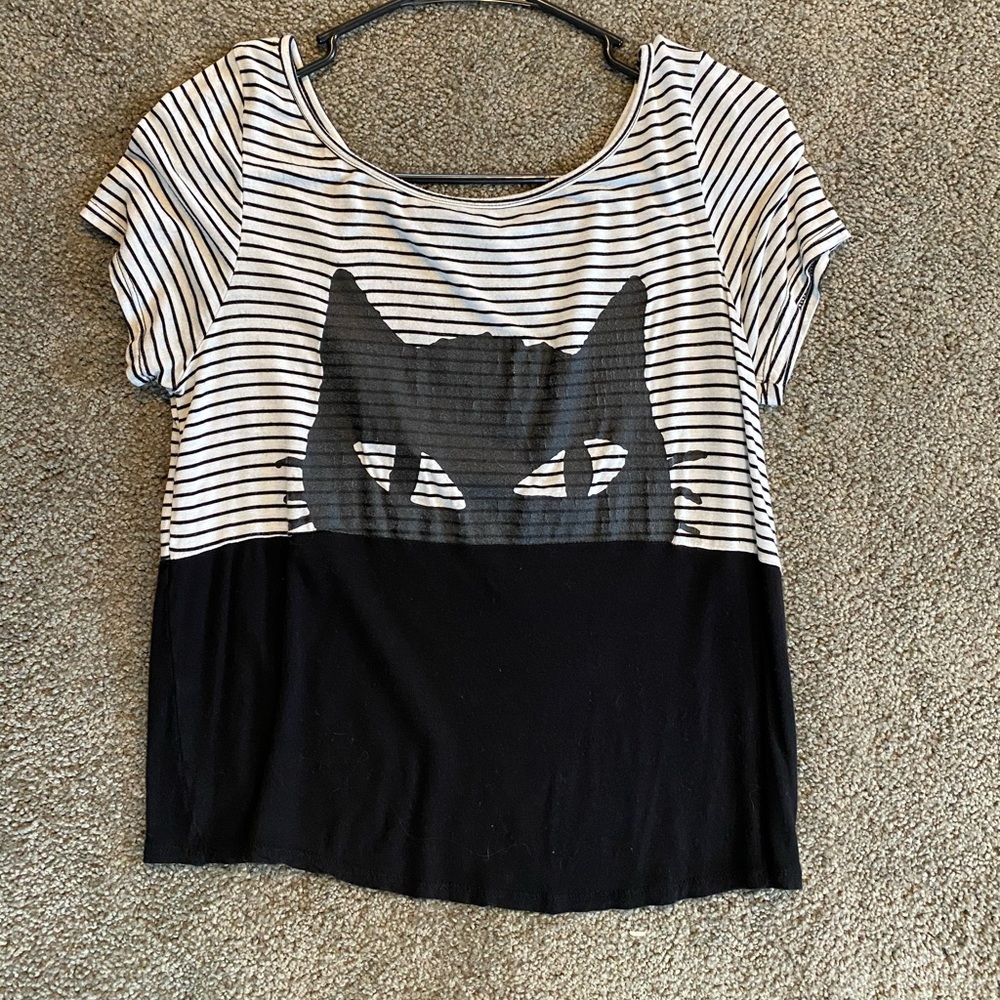 black and white striped top
